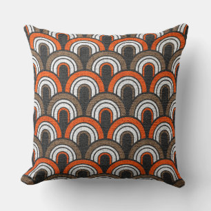 Coussin Motif rétro Orange Grey Blanc Cinquante ans