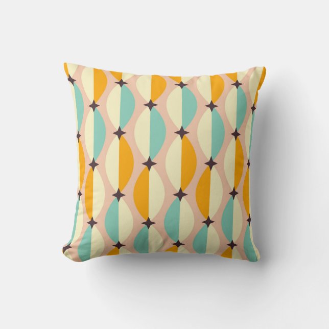 Coussin Motif rétro symétrique avec sarcelle entrelacée (Recto)
