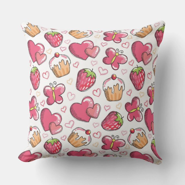 Coussin motif romantique de nourriture (Recto)