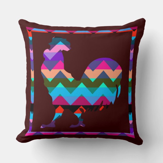 Coussin Motif Rooster Chevron (Recto)