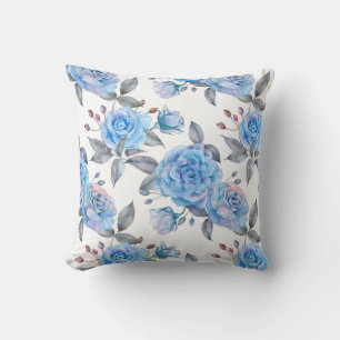 Coussin Motif rose bleu pastel