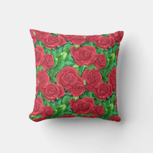 Coussin Motif Rose couleur rouge/Crimson