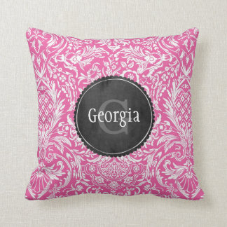 Coussin Motif rose de damassé avec le monogramme de