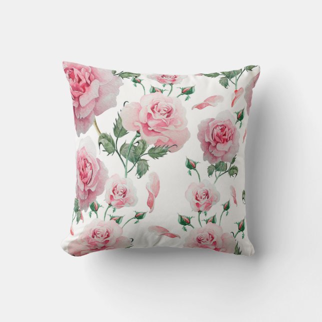 Coussin Motif rose de roses de dispersion (Recto)