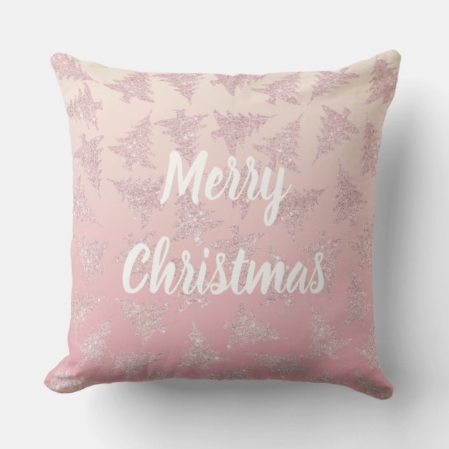 Coussin Motif rose élégant d'arbre de Noël de parties (Recto)