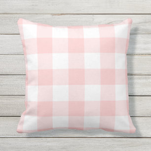 Coussin Motif rose et blanc En vichy blanc À damiers