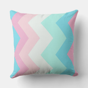 Coussin Motif rose et bleu chevron