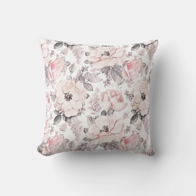 Coussin Motif rose et gris classique (Recto)