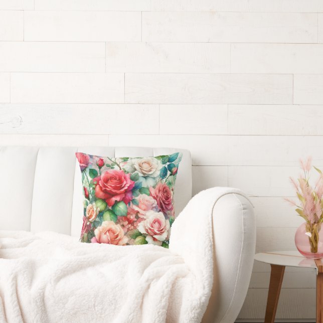 Coussin Motif Rose Fantaisiste (Canapé)