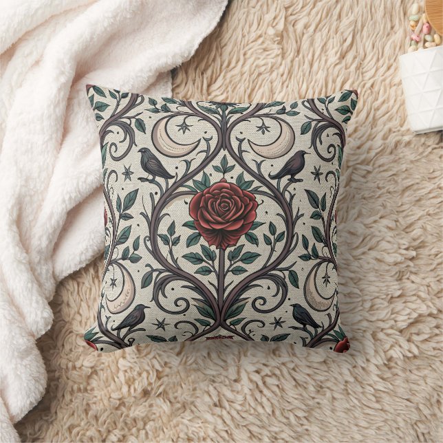 Coussin Motif Rose Gothique Foncé (1) (Couverture)