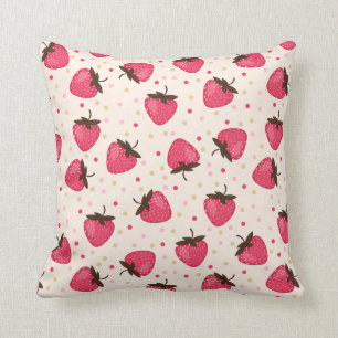 Coussin Motif rose mignon et Girly de fraises