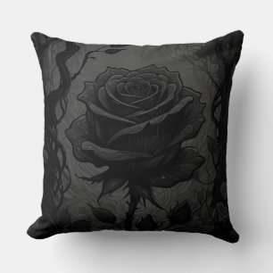 Coussin Motif Rose noir