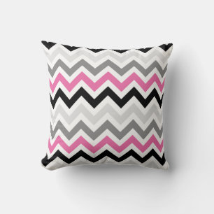 Coussin Motif rose noir gris Chevron Zigzag