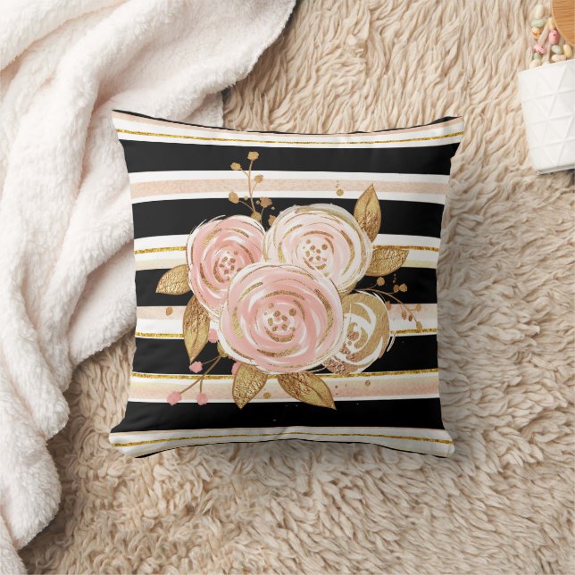 Coussin Motif Rose or Watercolor (Couverture)
