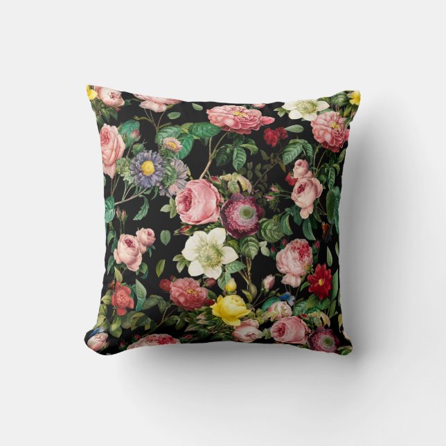 Coussin Motif rose rose et rouge (Recto)