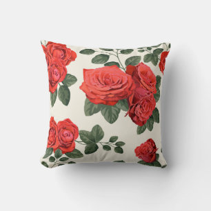 Coussin Motif rose vintage, design floral.