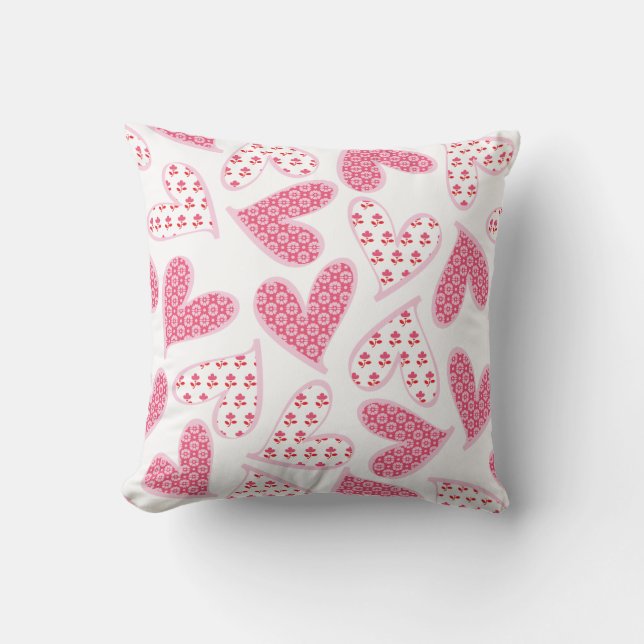 Coussin Motif rose Whimsical Floral Hearts (Recto)