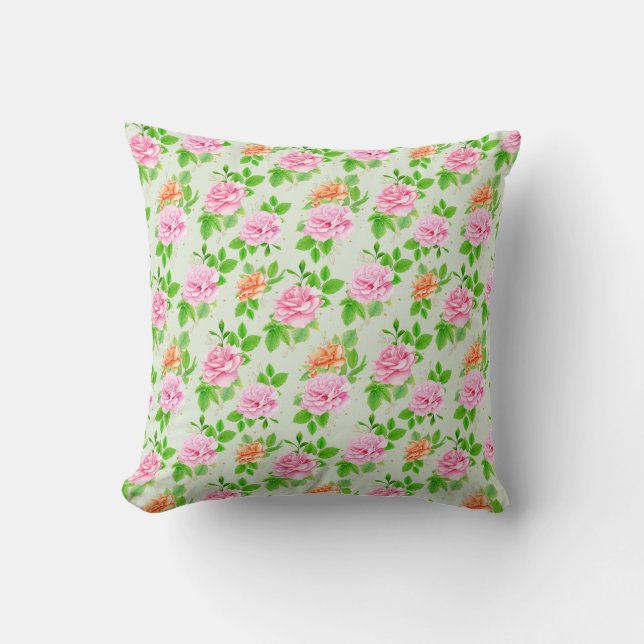 Coussin Motif Roses Roses Fleurs (Recto)