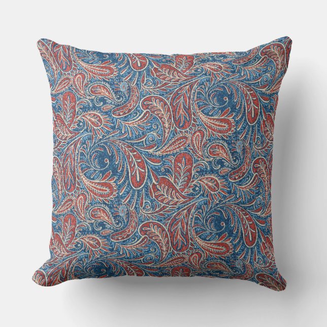 Coussin Motif rouge, blanc et bleu rétro (Recto)