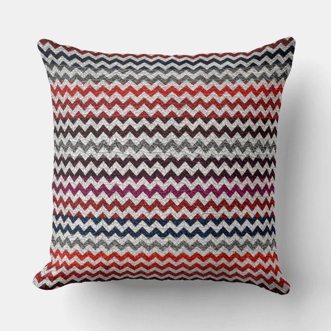 Coussin Motif rouge blanc gris Chevron (Recto)
