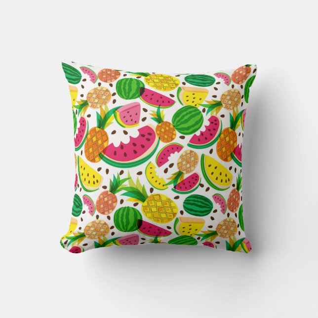 Coussin Motif rouge et jaune de fruit tropical (Recto)