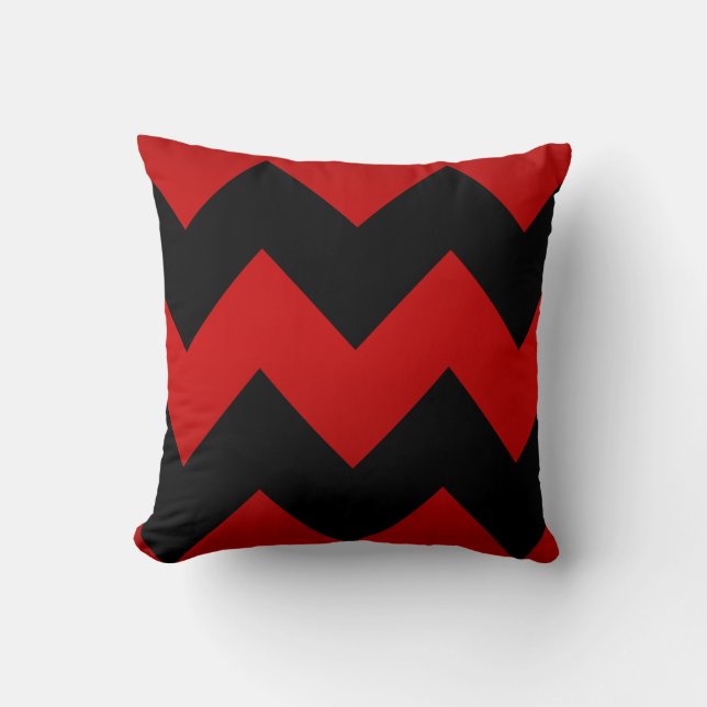 Coussin Motif rouge foncé et noir profond de Chevron (Recto)