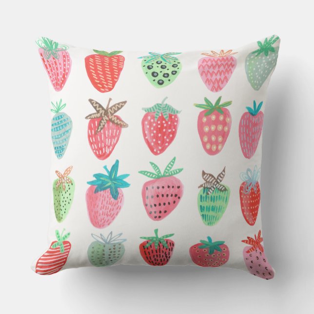 Coussin Motif rouge fraise été (Recto)