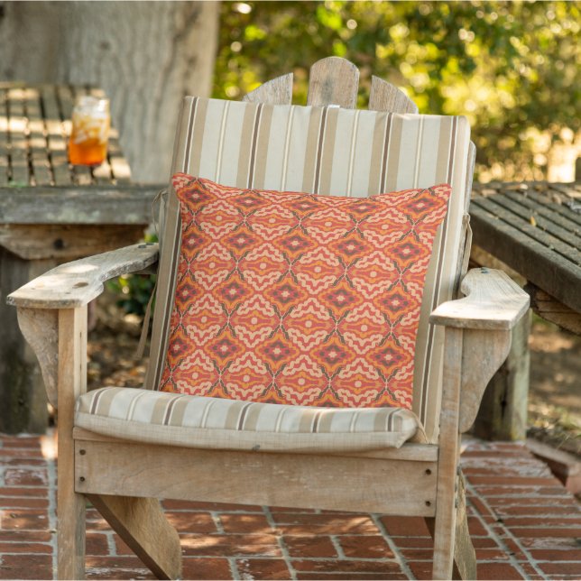 Coussin Motif Rouge Orange Brun des Couleurs d'Automne (Chaise)