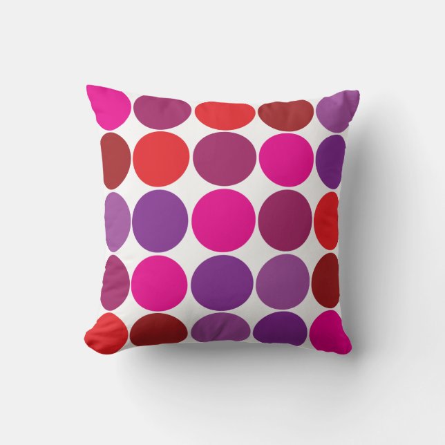 Coussin Motif rouge pourpre assez rose de cercles de pois (Recto)