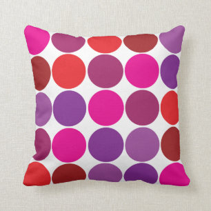 Coussin Motif rouge pourpre assez rose de cercles de pois