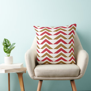 Coussin Motif rouge vert Chevron