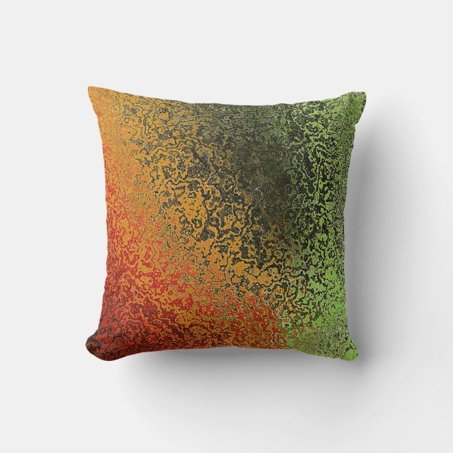 Coussin Motif Rouge Vert Et Or (Recto)
