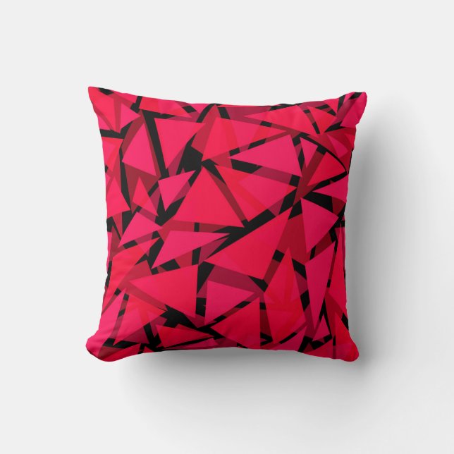 Coussin motif rouge vif, géométrique, abstrait (Recto)