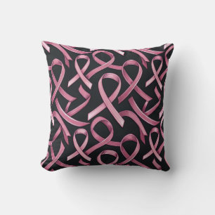 Coussin Motif Ruban Rose Soutien Cancer Sein Sans Couture