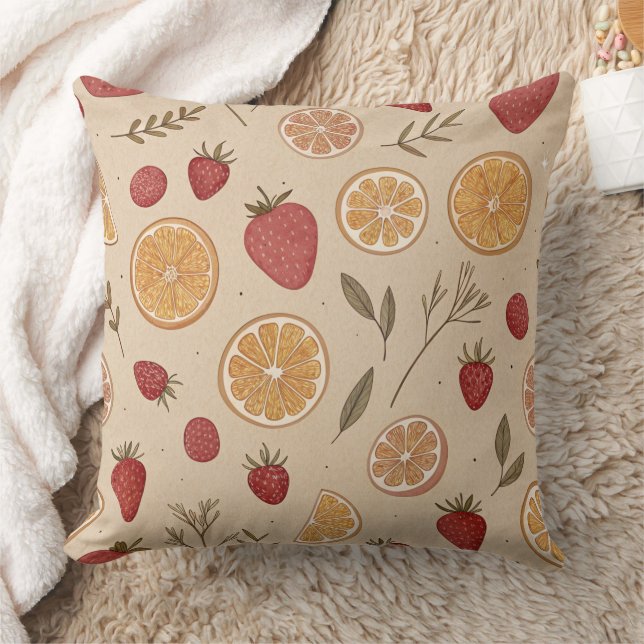 Coussin Motif rustique de fraise et d'agrumes (5) (Couverture)