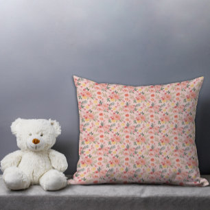 Coussin Motif rustique de pivoine rose floral citron
