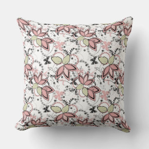 Coussin Motif rustique floral rétro olive rose