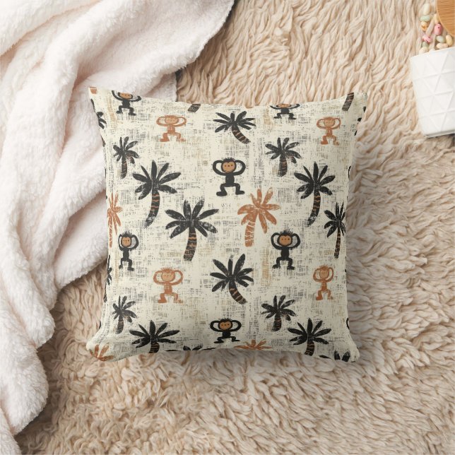 Coussin Motif Safari Jungle Singe Bohème (Couverture)