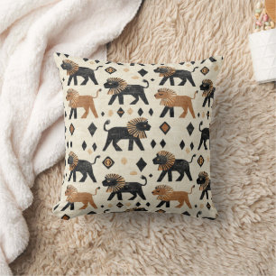 Coussin Motif Safari Tribal Lion Bohème