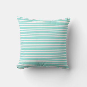 Coussin Motif sans couture à rayures blanches et sarcelle