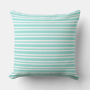 Coussin Motif sans couture à rayures blanches et sarcelle