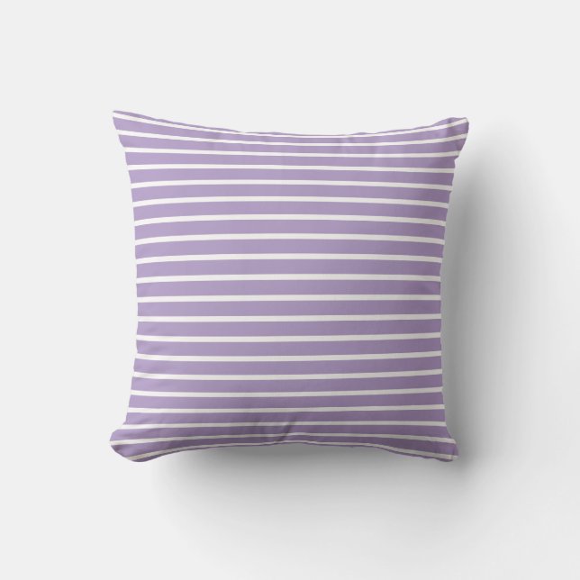 Coussin Motif sans couture à rayures blanches et violettes (Recto)