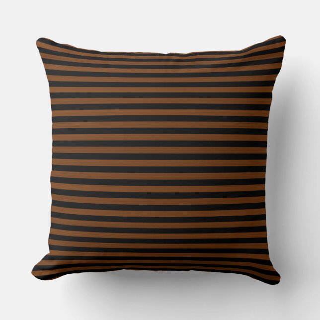 Coussin Motif sans couture à rayures brunes noires (Recto)