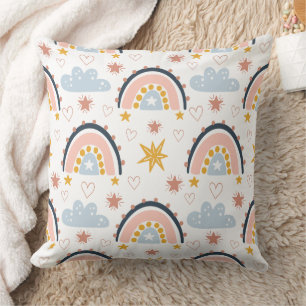 Coussin Motif sans couture arc-en-ciel et floral bohème fa