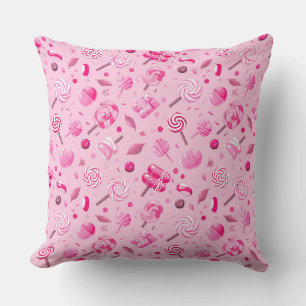 Coussin Motif sans couture avec bonbons, lollipopes, bleu 