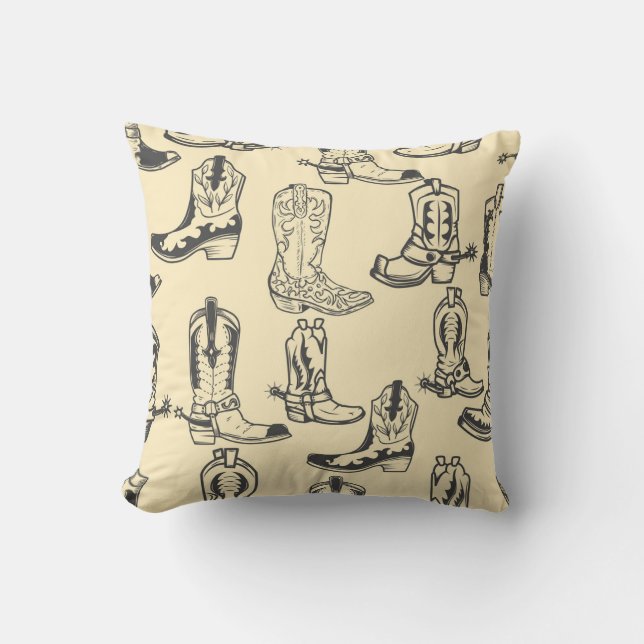 Coussin Motif sans couture avec bottes de cowboy. cowboy,  (Recto)