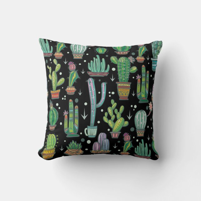 Coussin Motif sans couture avec cactus mignons (Recto)