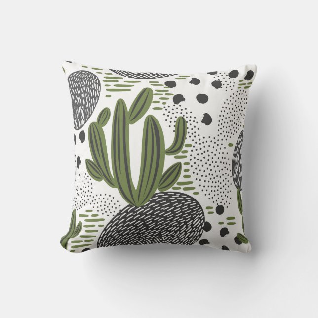 Coussin motif sans couture avec cactus sur arrière - plan  (Recto)