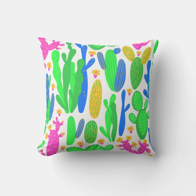 Coussin motif sans couture avec cactus sur arrière - plan  (Recto)
