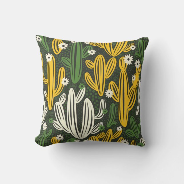 Coussin motif sans couture avec cactus sur arrière - plan  (Recto)